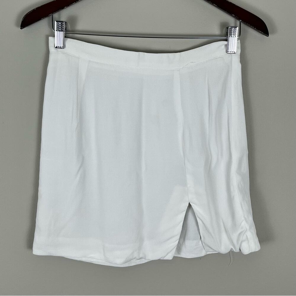Olivaceous White Mini Skirt Side Slit Coquette Cottagecore Fairy Women's Medium